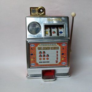 Vintage Harrah's One Armed Banker Toy Slot Machine